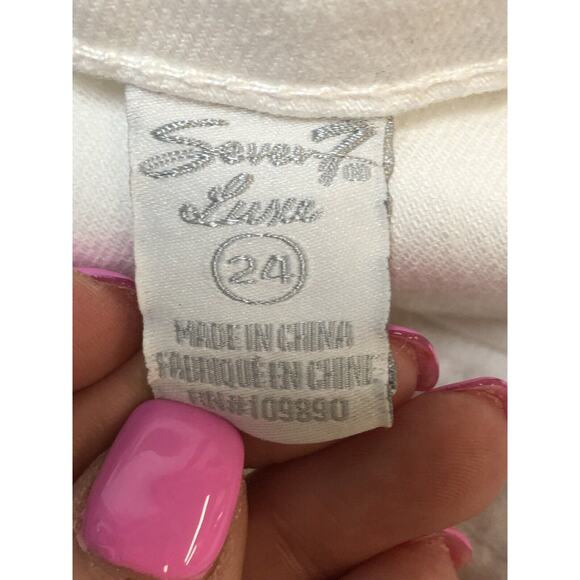 Seven 7 White Denim Jeans Embellished Pockets Casual Everyday Size 10 - Picture 8 of 11